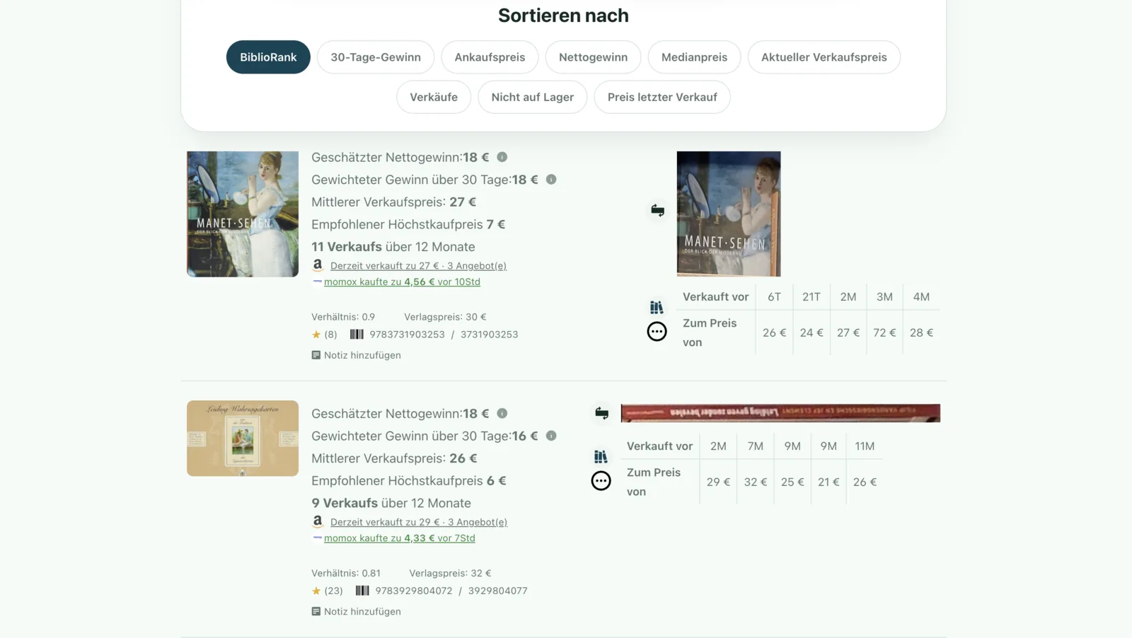 Detaillierte Analyse und BiblioRank-Sortierung