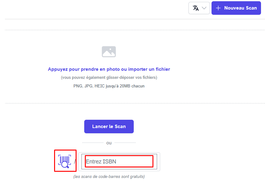 Barcode scan in Biblioscan