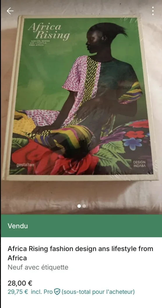 Vinted screenshot showing the actual sale of Africa Rising for approximately $31